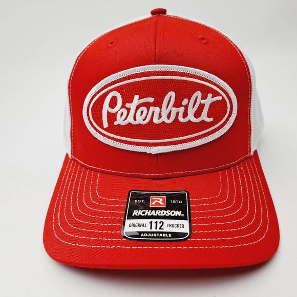 Peterbilt Richardson 112 Trucker Embroidered Patch Hat Cap Mesh Snapback Red - Picture 1 of 4